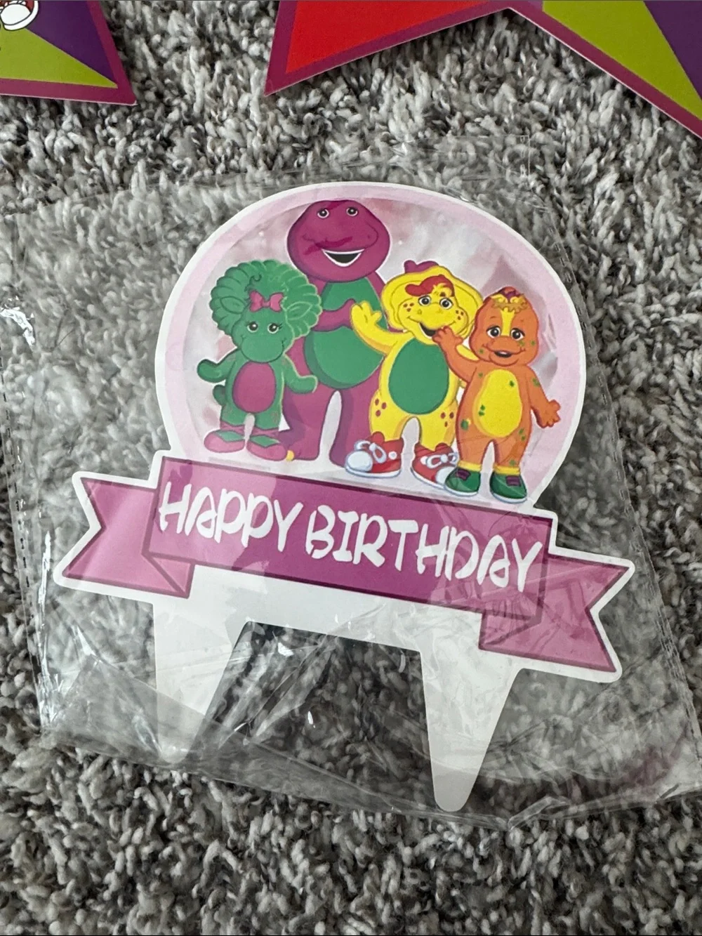 Barney Birthday Party Banner, Cake Topper & Cupcake Toppers